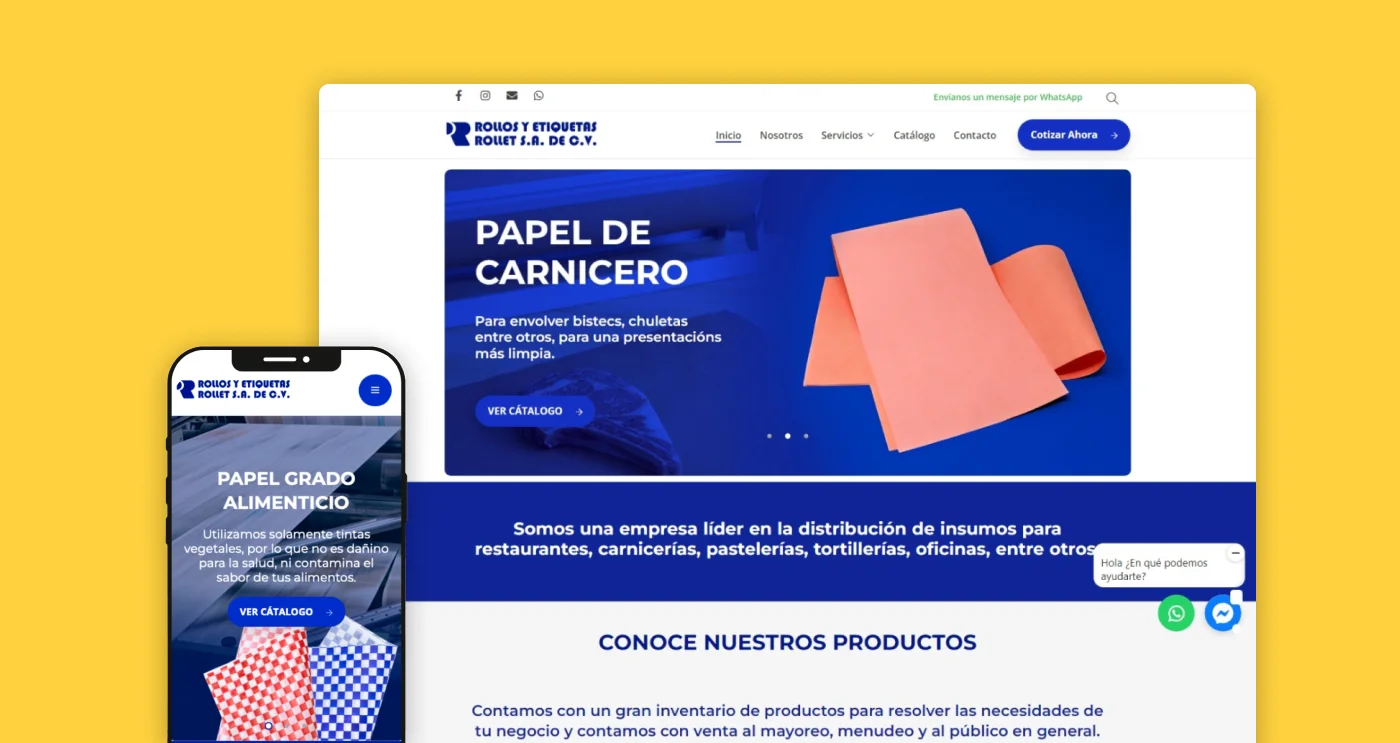 rollet website development diseño de sitio web mobile