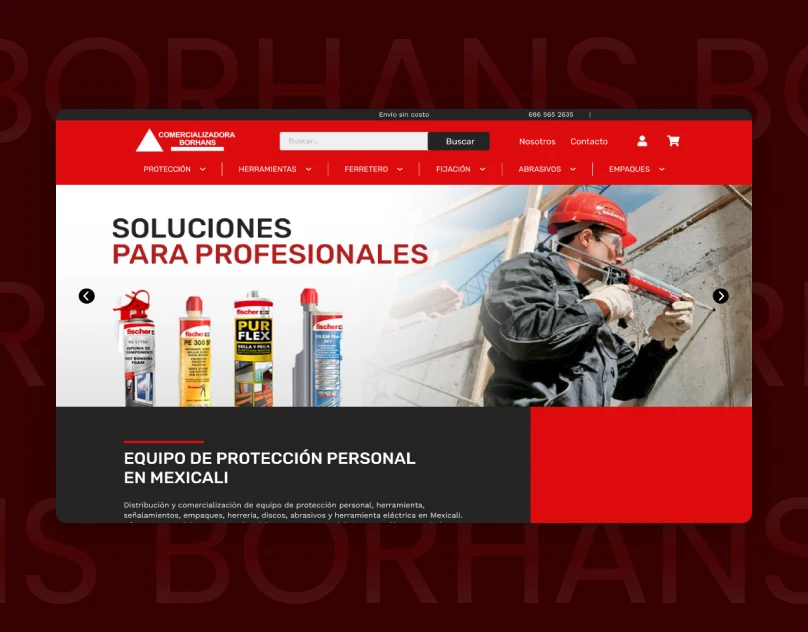 Borhans industrial products ecommerce website with custom branding and online store functionality.